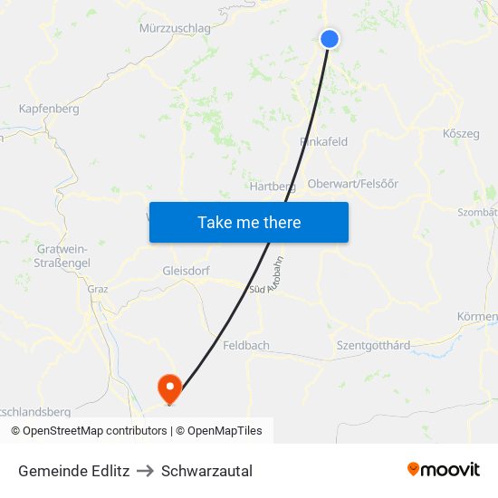 Gemeinde Edlitz to Schwarzautal map