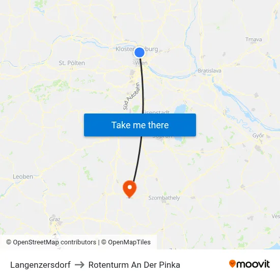 Langenzersdorf to Rotenturm An Der Pinka map