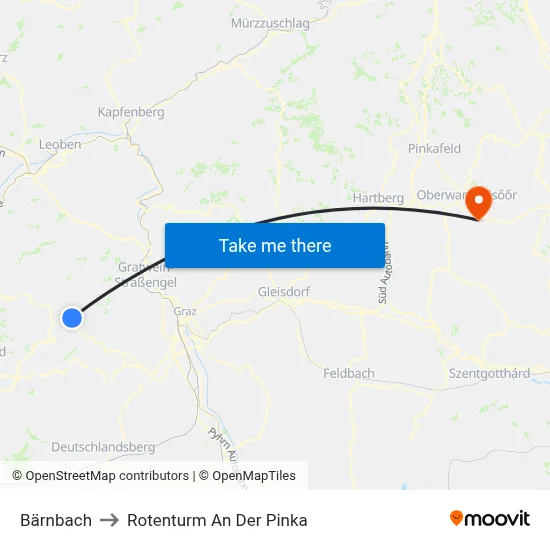 Bärnbach to Rotenturm An Der Pinka map