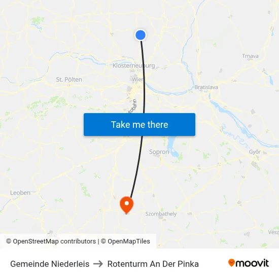 Gemeinde Niederleis to Rotenturm An Der Pinka map