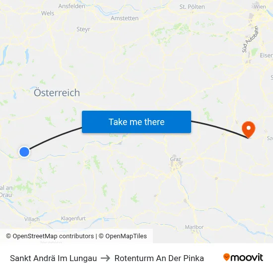 Sankt Andrä Im Lungau to Rotenturm An Der Pinka map