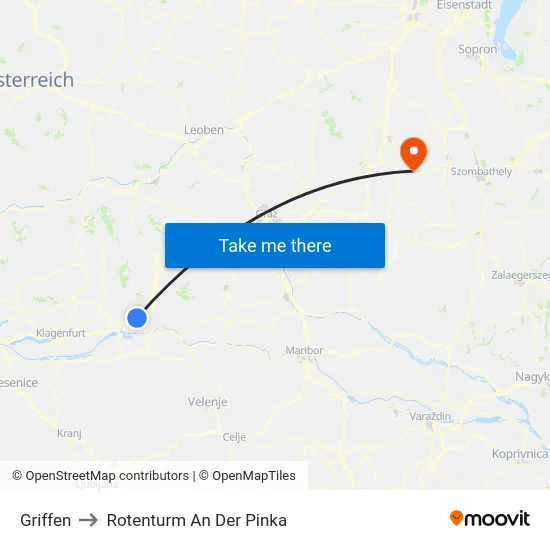 Griffen to Rotenturm An Der Pinka map