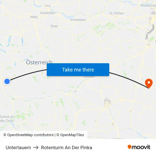 Untertauern to Rotenturm An Der Pinka map