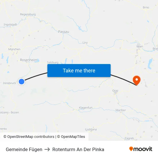 Gemeinde Fügen to Rotenturm An Der Pinka map