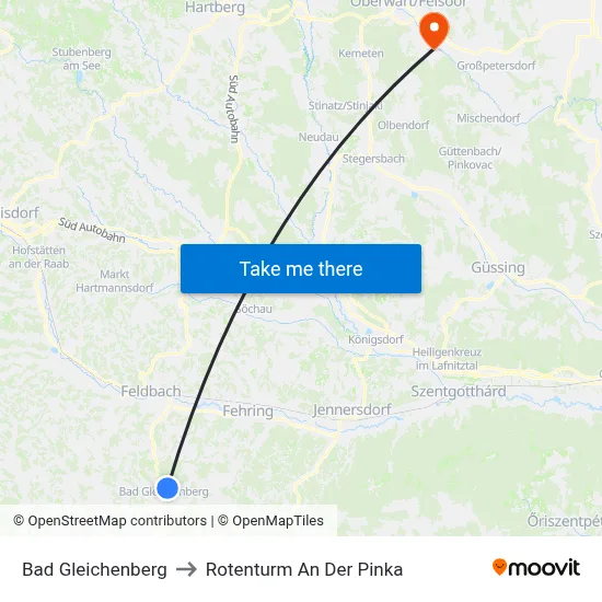 Bad Gleichenberg to Rotenturm An Der Pinka map