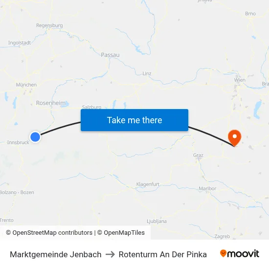 Marktgemeinde Jenbach to Rotenturm An Der Pinka map