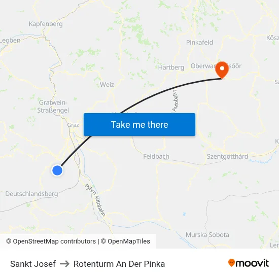 Sankt Josef to Rotenturm An Der Pinka map