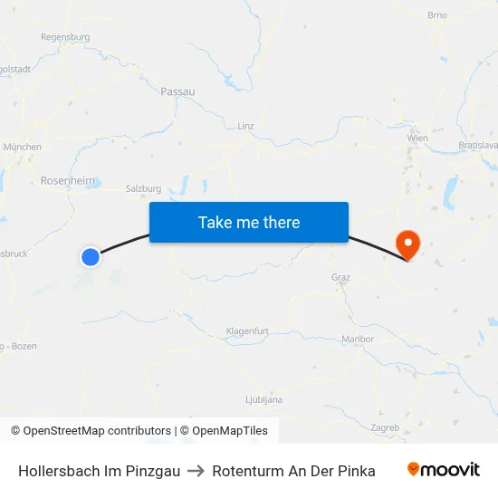 Hollersbach Im Pinzgau to Rotenturm An Der Pinka map