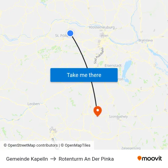 Gemeinde Kapelln to Rotenturm An Der Pinka map