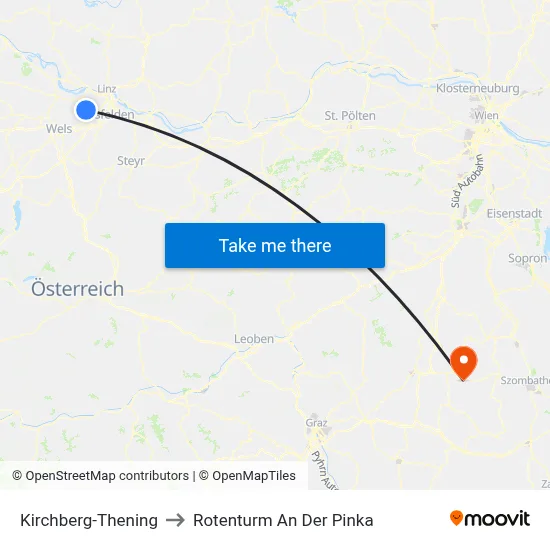 Kirchberg-Thening to Rotenturm An Der Pinka map