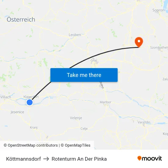 Köttmannsdorf to Rotenturm An Der Pinka map