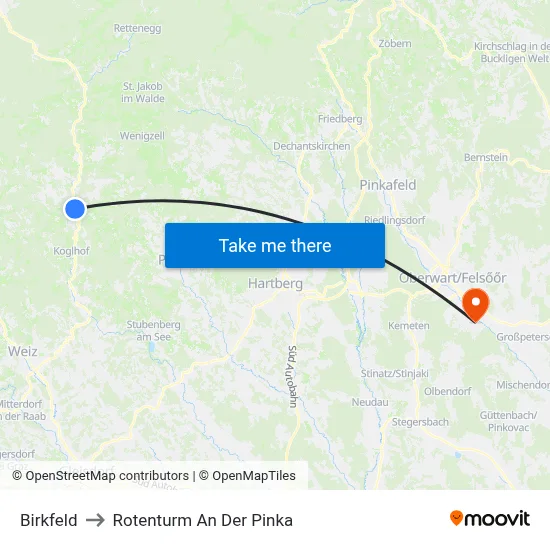 Birkfeld to Rotenturm An Der Pinka map