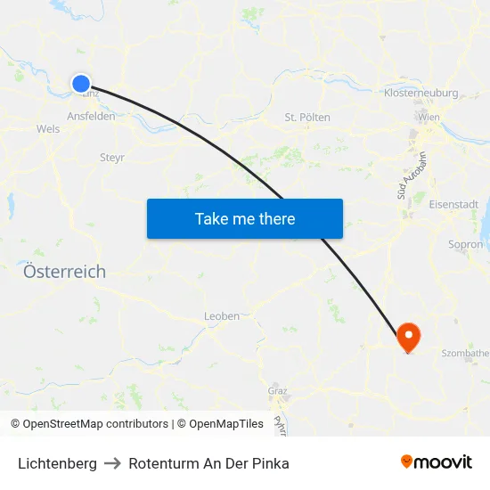 Lichtenberg to Rotenturm An Der Pinka map