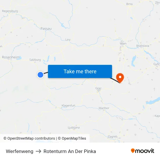 Werfenweng to Rotenturm An Der Pinka map