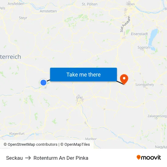 Seckau to Rotenturm An Der Pinka map