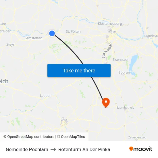 Gemeinde Pöchlarn to Rotenturm An Der Pinka map