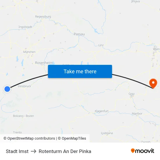 Stadt Imst to Rotenturm An Der Pinka map