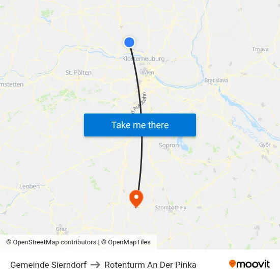 Gemeinde Sierndorf to Rotenturm An Der Pinka map