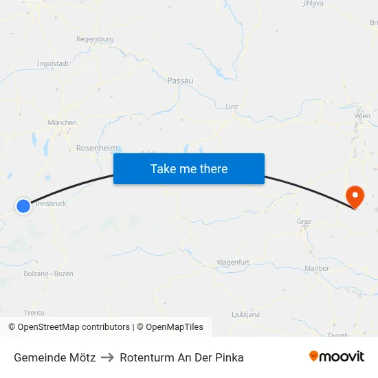 Gemeinde Mötz to Rotenturm An Der Pinka map