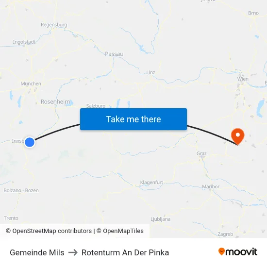 Gemeinde Mils to Rotenturm An Der Pinka map