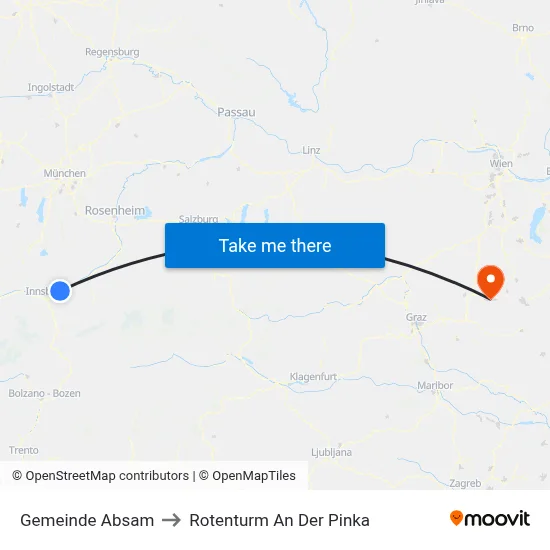Gemeinde Absam to Rotenturm An Der Pinka map
