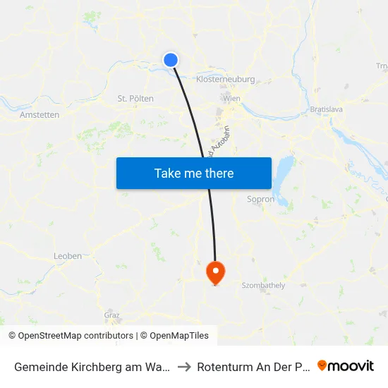Gemeinde Kirchberg am Wagram to Rotenturm An Der Pinka map