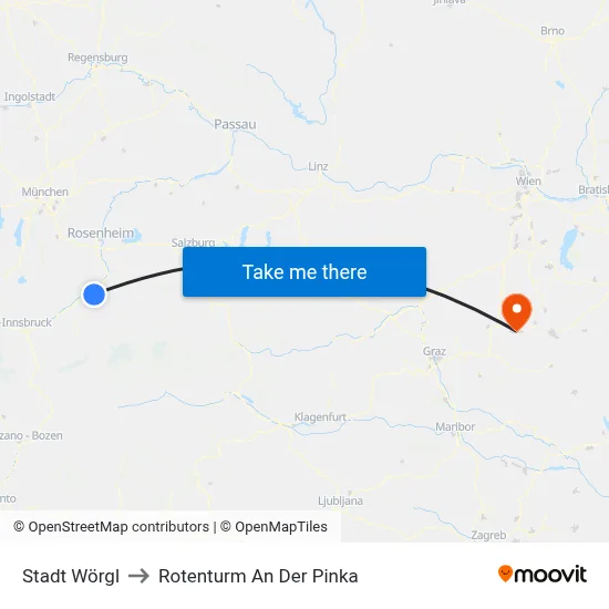 Stadt Wörgl to Rotenturm An Der Pinka map