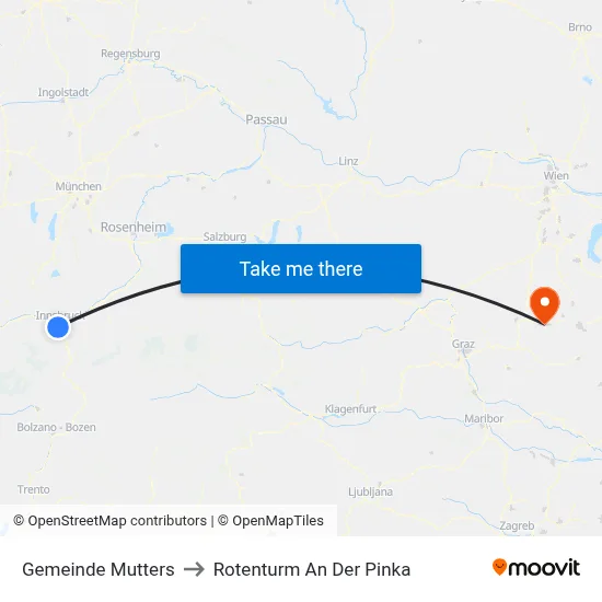 Gemeinde Mutters to Rotenturm An Der Pinka map