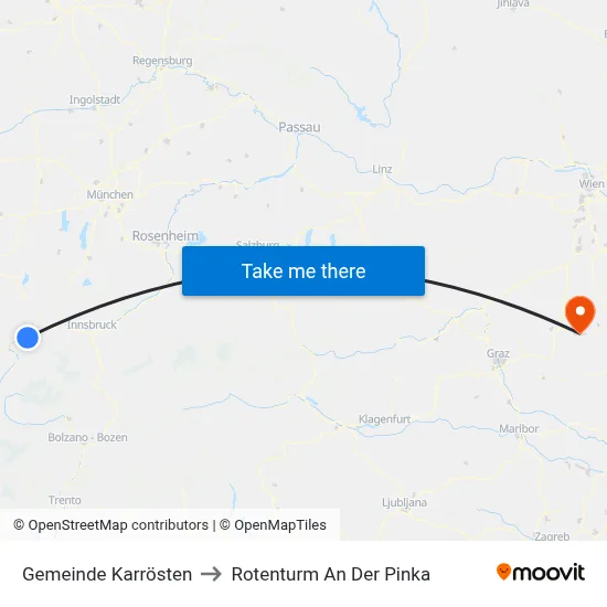 Gemeinde Karrösten to Rotenturm An Der Pinka map