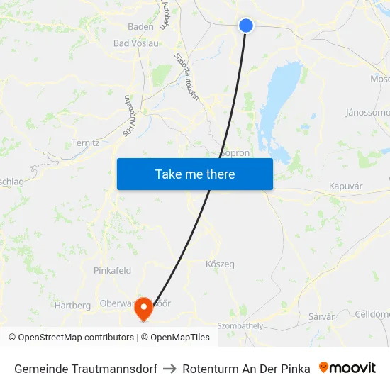 Gemeinde Trautmannsdorf to Rotenturm An Der Pinka map