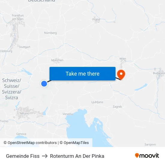 Gemeinde Fiss to Rotenturm An Der Pinka map