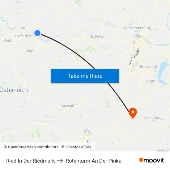 Ried In Der Riedmark to Rotenturm An Der Pinka map