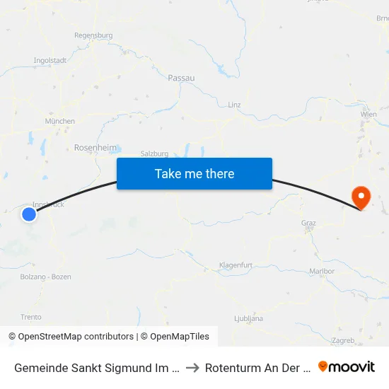 Gemeinde Sankt Sigmund Im Sellrain to Rotenturm An Der Pinka map