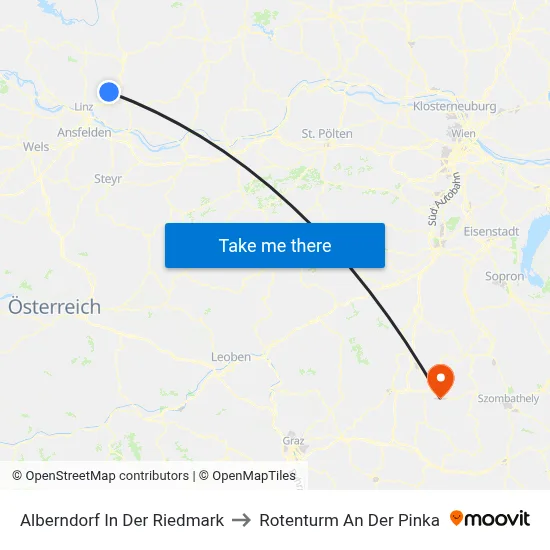 Alberndorf In Der Riedmark to Rotenturm An Der Pinka map