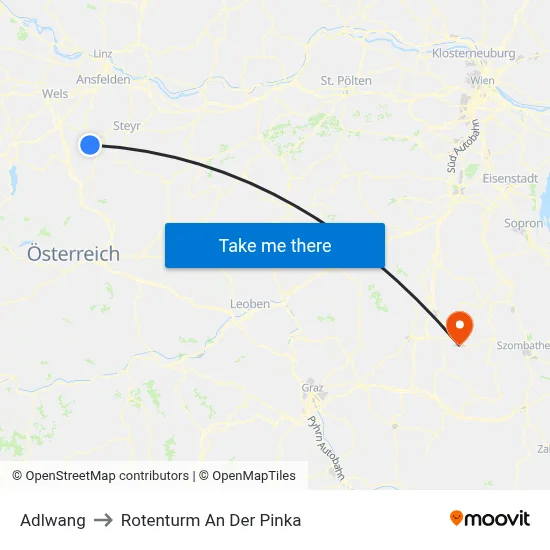 Adlwang to Rotenturm An Der Pinka map