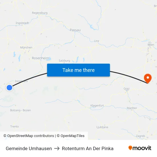 Gemeinde Umhausen to Rotenturm An Der Pinka map