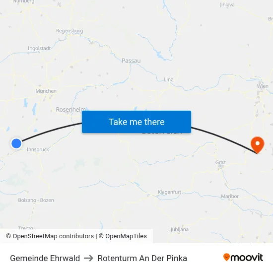 Gemeinde Ehrwald to Rotenturm An Der Pinka map