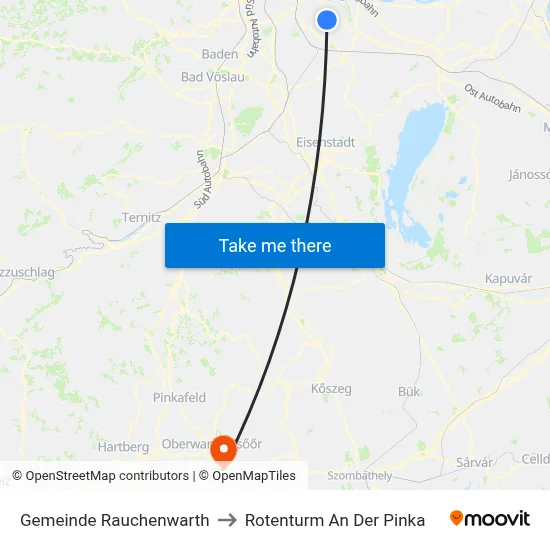 Gemeinde Rauchenwarth to Rotenturm An Der Pinka map