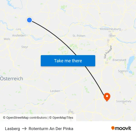 Lasberg to Rotenturm An Der Pinka map