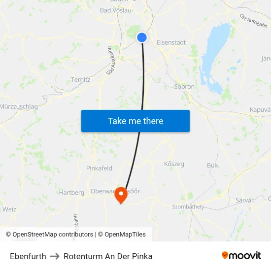 Ebenfurth to Rotenturm An Der Pinka map