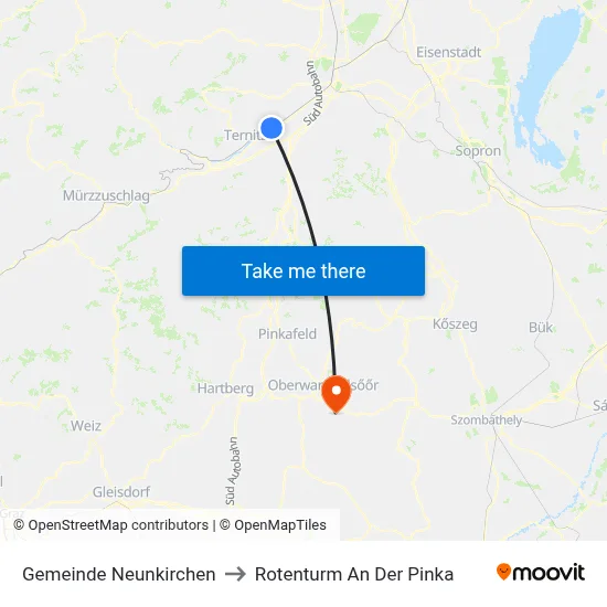 Gemeinde Neunkirchen to Rotenturm An Der Pinka map