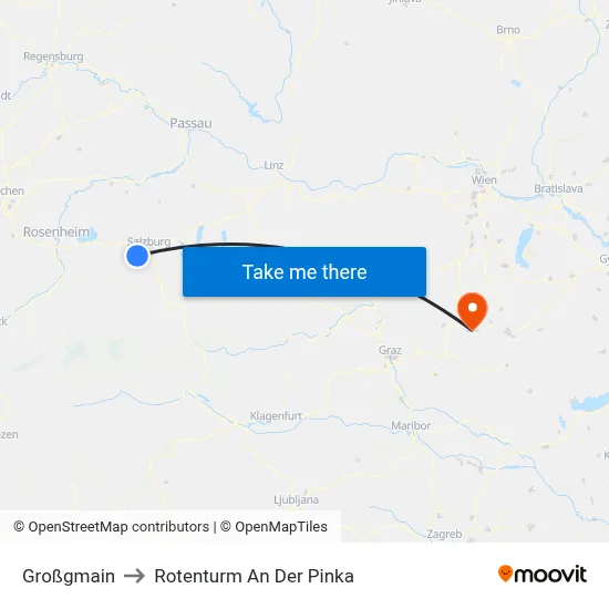 Großgmain to Rotenturm An Der Pinka map