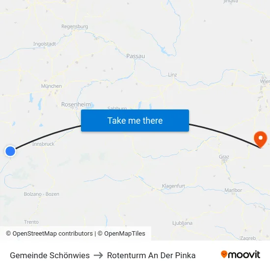 Gemeinde Schönwies to Rotenturm An Der Pinka map