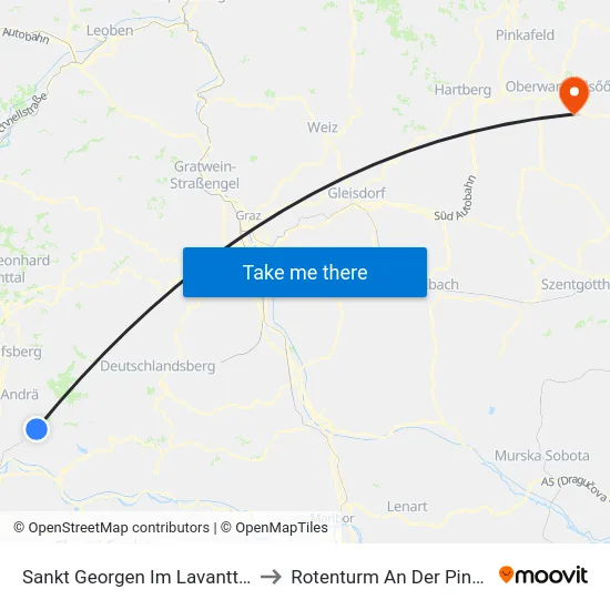 Sankt Georgen Im Lavanttal to Rotenturm An Der Pinka map
