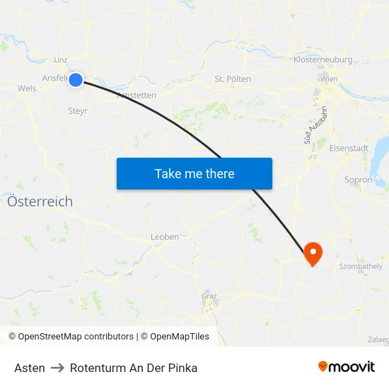 Asten to Rotenturm An Der Pinka map