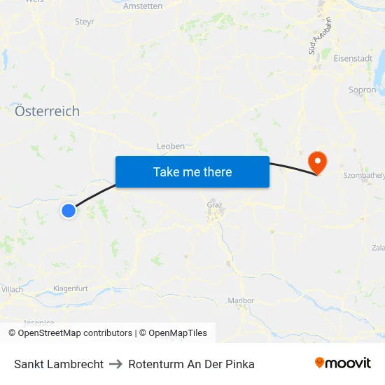 Sankt Lambrecht to Rotenturm An Der Pinka map