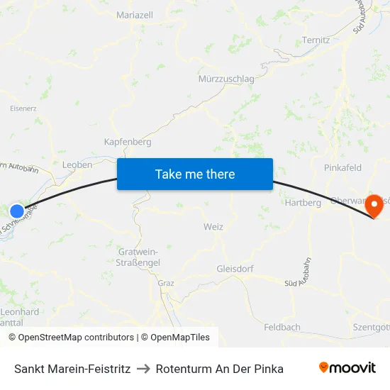 Sankt Marein-Feistritz to Rotenturm An Der Pinka map