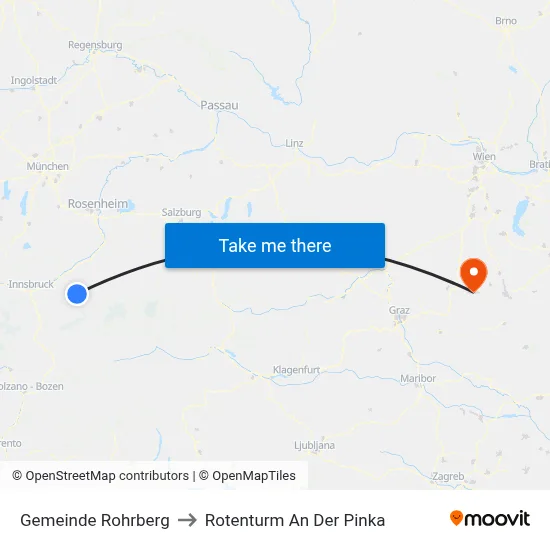 Gemeinde Rohrberg to Rotenturm An Der Pinka map