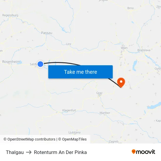 Thalgau to Rotenturm An Der Pinka map