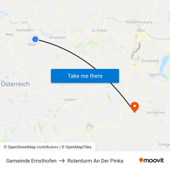 Gemeinde Ernsthofen to Rotenturm An Der Pinka map